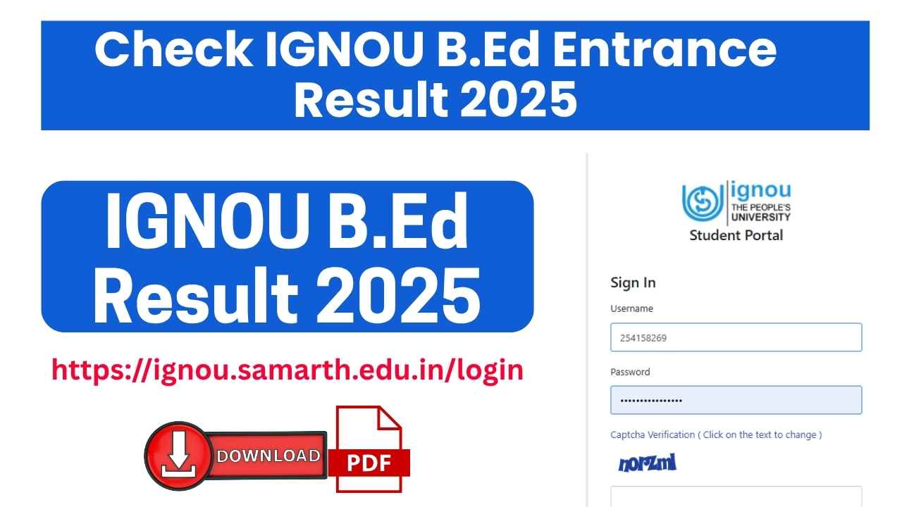 IGNOU B.Ed Entrance Result 2025