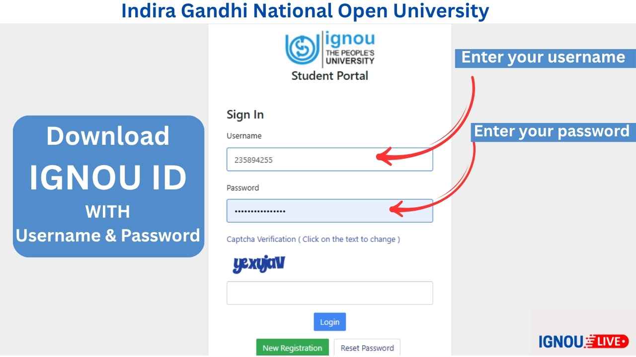 Download IGNOU ID Card with Username & Password