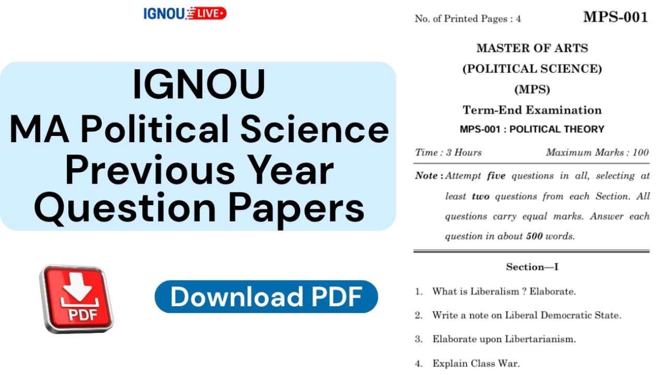 IGNOU MA Political Science Previous Year Question Papers PDF